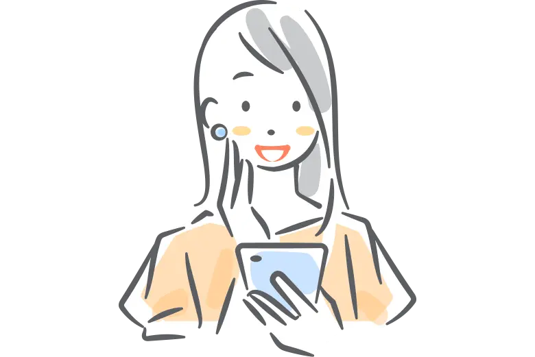 イラスト：スマートフォンを見つめる女性